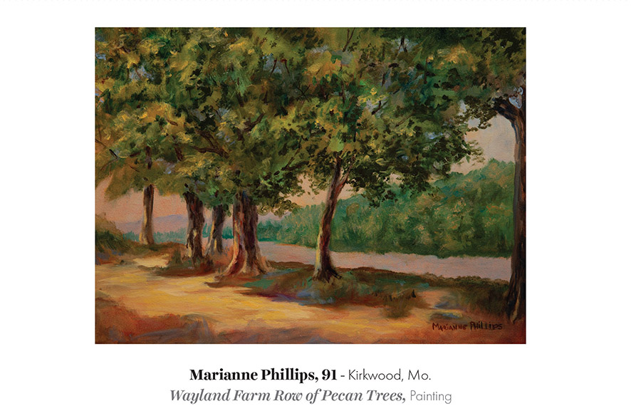 Postcard - Wayland Farm Row of Pecan Trees by Marianne Phillips