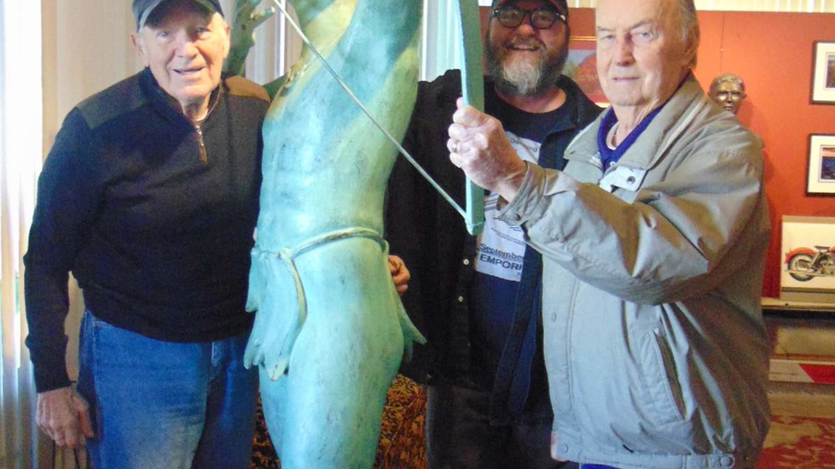 Dick, Jack and Richie with the sculpture.