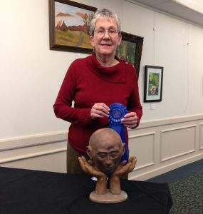 Linda Troxel placed first in amateur sculpture/3-D with her piece “Meditation.”