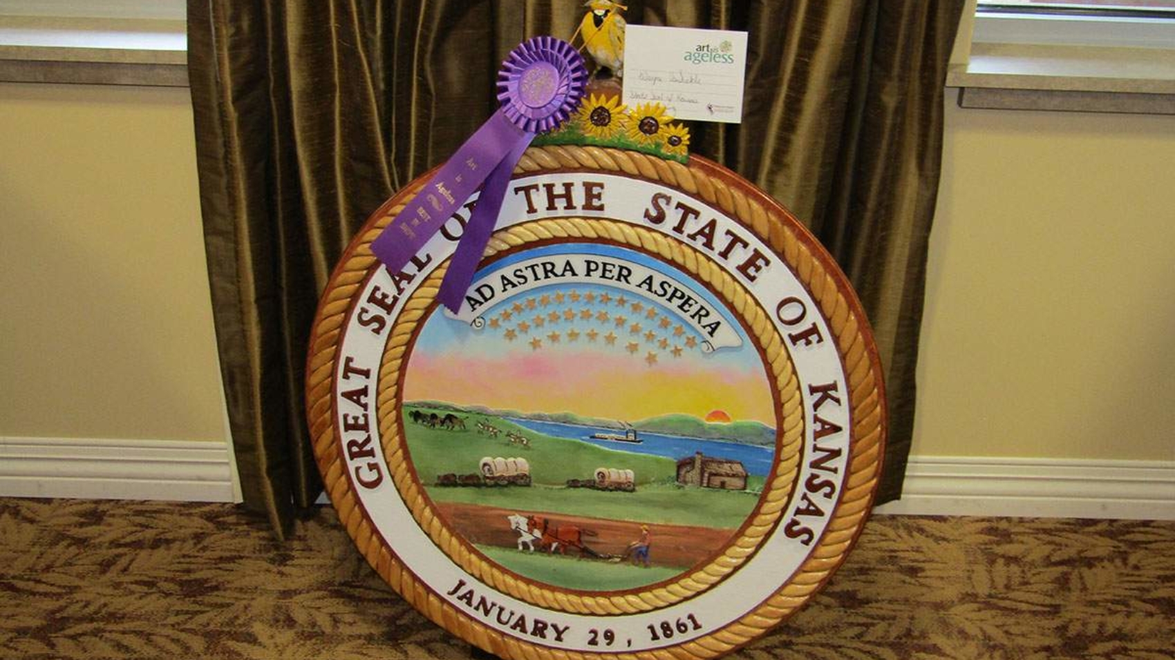 Best of Show: Wayne VanSickle, “State Seal of Kansas”--Woodworking