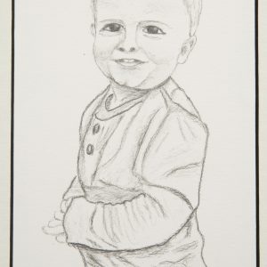 Drawing - Bright Spark - Pencil drawing of young child standing and smiling