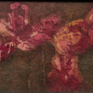 Mixed Media Crafts - Batik on Ginwashi Paper - pink and fuchsia flowers on batik paper
