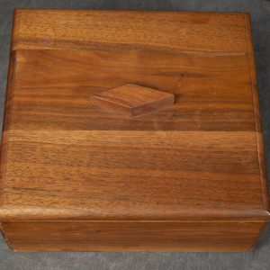 Mixed Media Crafts - Wooden Box - Image of wooden box with hand carved diamond shape pull on top. Box has been finished and varnished inside and out.