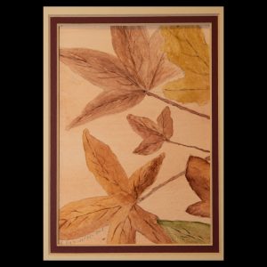 Painting - Leaves of Utility Park - painting of oak leaves in a variety of colors; orange, brown, yellow and green
