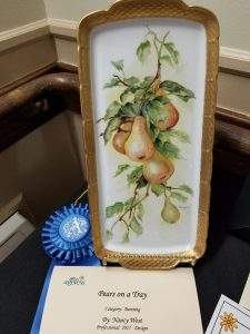 Painting (professional): Nancy West, “Pears on a Tray”