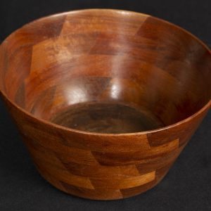 Sculpture 3D - Walnut Bowl - bowl sculpted out of walnut wood with rectangle shapes pieced together to make the bowl which provides a beautiful design pattern.