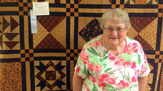 Nancy Lewis entered her king-size quilt in the Art is Ageless competition at Presbyterian Manor.
